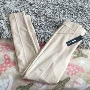 Beige Faux Leather Pants